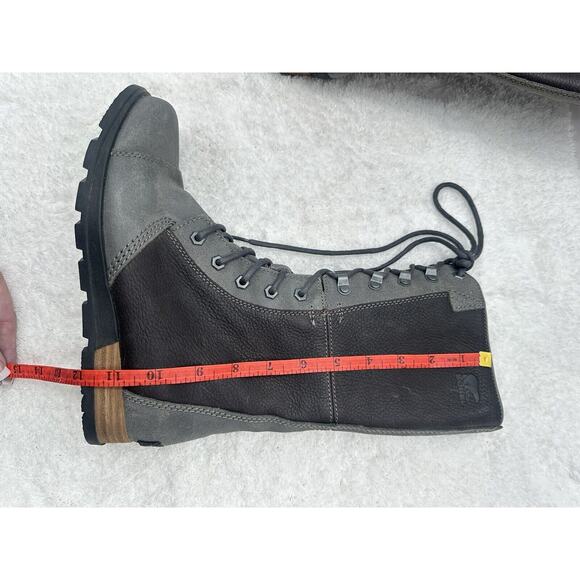 Sorel Major Maverick Grey and Black Leather Lace Up Mid Calf Boots Size 7.5 - Picture 8 of 11